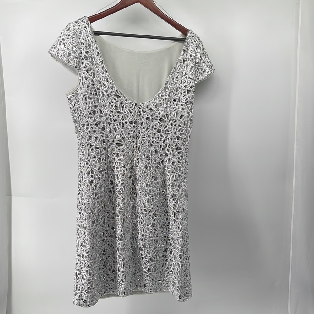 Adrianna Papell Silver Sequin Formal Dress - Picture 2 of 4